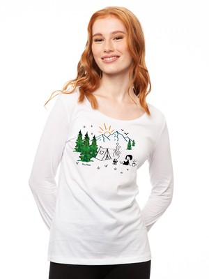 Camping Girl Longsleeve white from FellHerz T-Shirts - bio, fair & vegan