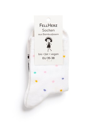Pack of 6 socks with viscose (made of bamboo) mix confetti white and heart black from FellHerz T-Shirts - bio, fair & vegan