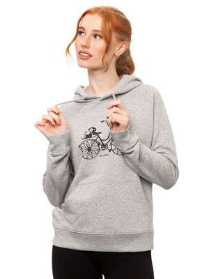 Fahrrad-Mädchen Hoodie Heather Grey from FellHerz T-Shirts - bio, fair & vegan