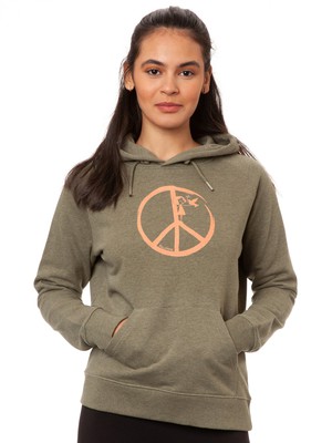 Peace Hoodie heather khaki from FellHerz T-Shirts - bio, fair & vegan