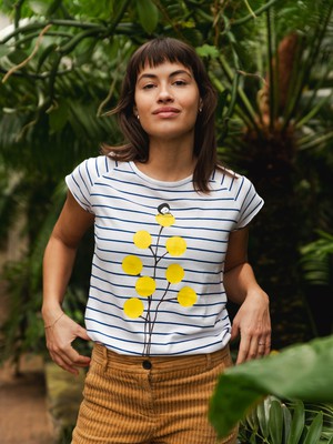 Just relax cap sleeve striped white blue from FellHerz T-Shirts - bio, fair & vegan
