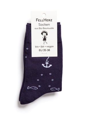 Pack of 6 socks with organic cotton mix anchor midnight and black from FellHerz T-Shirts - bio, fair & vegan