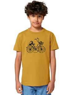 Bicycle Girls Kids T-Shirt mustard via FellHerz T-Shirts - bio, fair & vegan