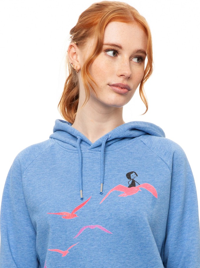 Seagull Flight Hoodie blue melange from FellHerz T-Shirts - bio, fair & vegan