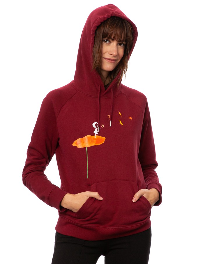 Swallow train hoodie burgundy from FellHerz T-Shirts - bio, fair & vegan
