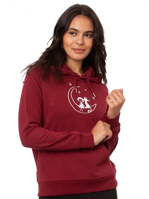 Moon Cat Hoodie burgundy from FellHerz T-Shirts - bio, fair & vegan
