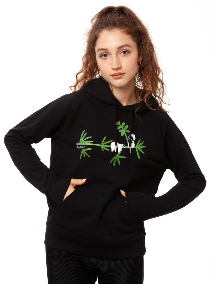 Sloth Hoodie black from FellHerz T-Shirts - bio, fair & vegan