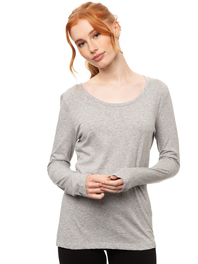 Long sleeve heather grey from FellHerz T-Shirts - bio, fair & vegan