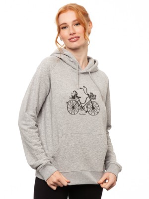 Fahrrad-Mädchen Hoodie Heather Grey from FellHerz T-Shirts - bio, fair & vegan