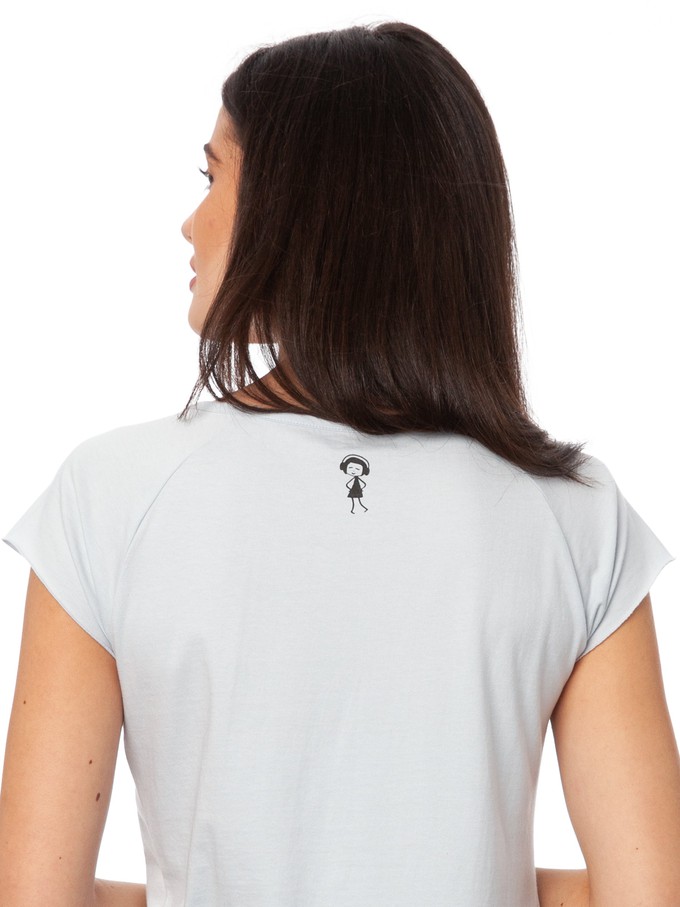 Saxophone girl cap sleeve sky blue from FellHerz T-Shirts - bio, fair & vegan