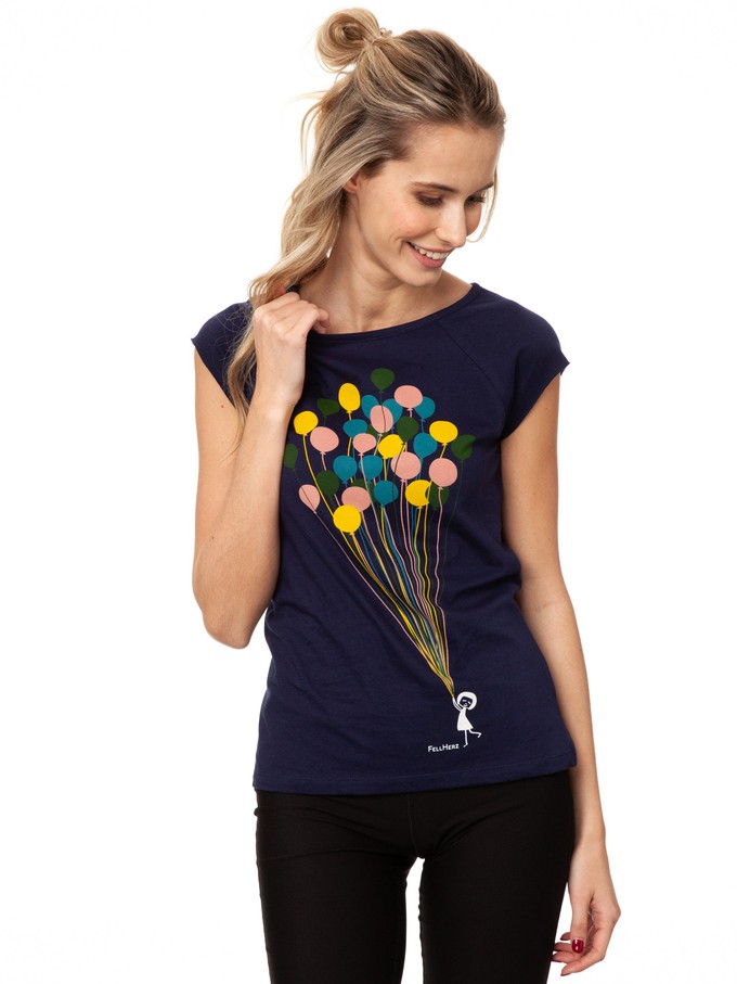 Balloons Girl Cap Sleeve midnight from FellHerz T-Shirts - bio, fair & vegan