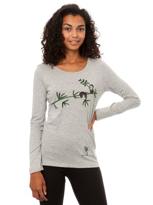 Sloth Longsleeve heather grey from FellHerz T-Shirts - bio, fair & vegan