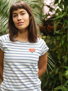 Valentine Girl Cap Sleeve striped white blue via FellHerz T-Shirts - bio, fair & vegan