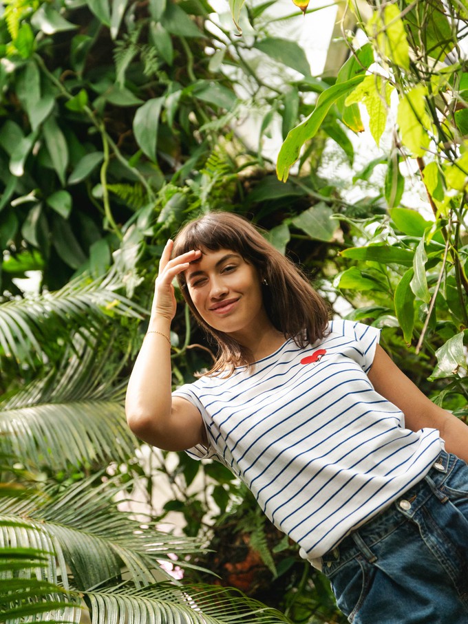 Valentine Girl Cap Sleeve striped white blue from FellHerz T-Shirts - bio, fair & vegan