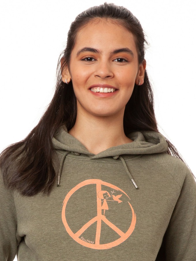 Peace Hoodie heather khaki from FellHerz T-Shirts - bio, fair & vegan