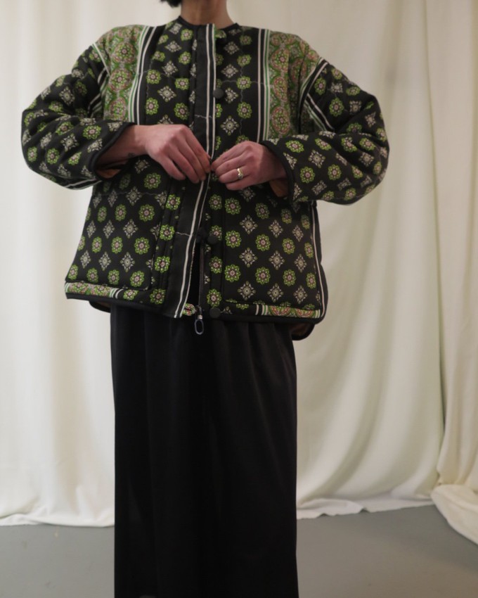 Our "GREEN PAISLEY "  Reversible Blanket Made COAT - XS/S from Fitolojio Workshop
