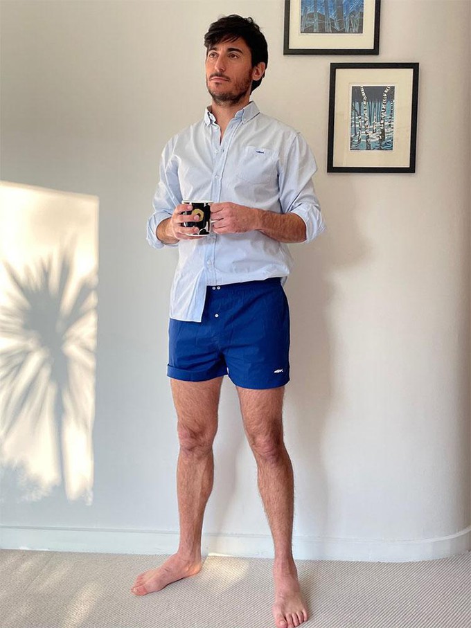 Navy Blue Cotton Boxer Shorts from Fleet London