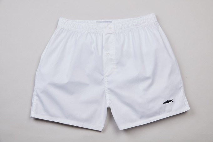White Cotton Boxer Shorts from Fleet London