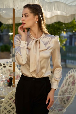 Lena Silk Bow Blouse from GAÂLA