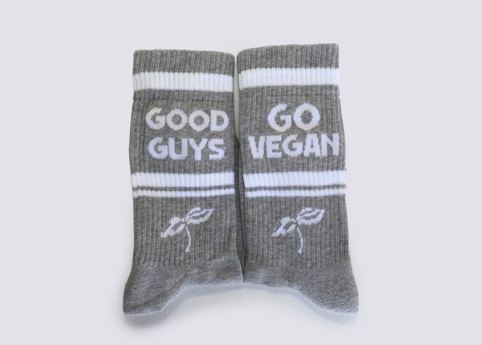"Go Vegan" crew socks | ORANGE/GREY/INDIGO from Good Guys Go Vegan