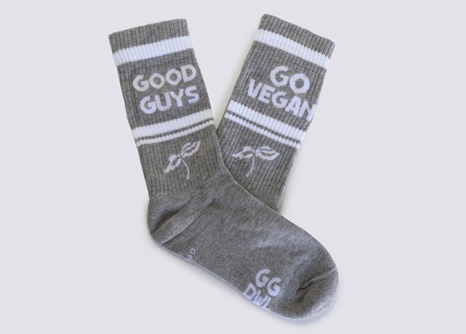 "Go Vegan" crew socks | ORANGE/GREY/INDIGO from Good Guys Go Vegan