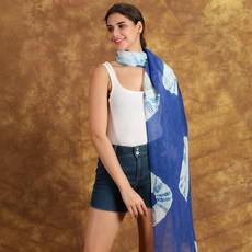 Marrakech Blue Tie-Dye Linen Scarf via Heritage Moda