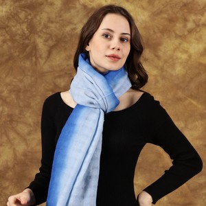 Handwoven Dip-Dye Blue Oversized Wool Scarf from Heritage Moda