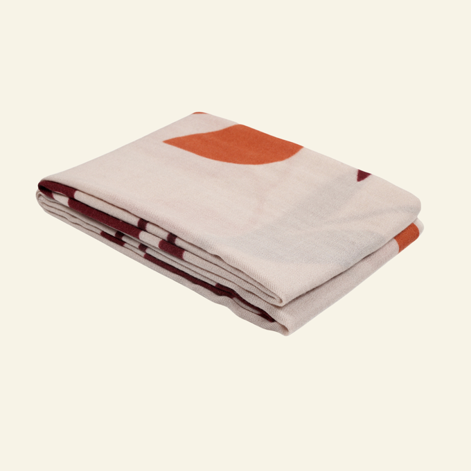 Luxury Wool-Silk Scarf – Hand-Painted Sand with Rust & Amber Floral Accents from Heritage Moda