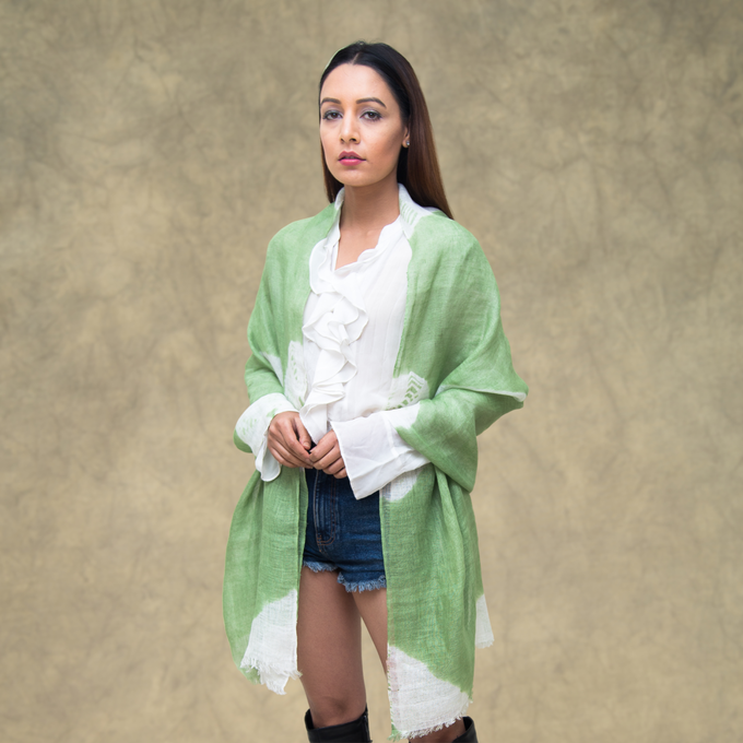 Oxley Green And White Tie-Dye Scarf from Heritage Moda