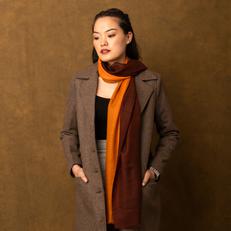 Orange Brown Ombré Cashmere Scarf via Heritage Moda