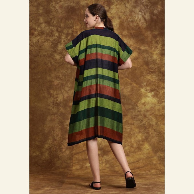 Handwoven Cotton Green Boho Summer Kimono from Heritage Moda