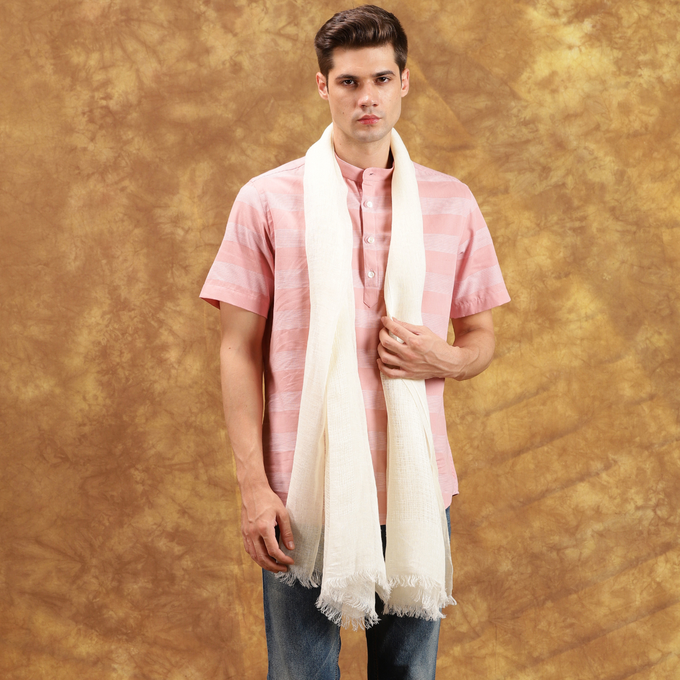 Handmade Unisex Linen Scarf - White from Heritage Moda