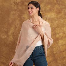 Handmade Light Peach Linen Scarf via Heritage Moda