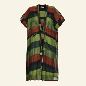 Handwoven Cotton Green Boho Summer Kimono from Heritage Moda
