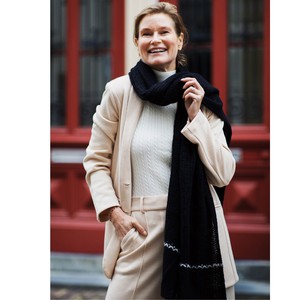 Handknit Soft Black Alpaca Scarf from Heritage Moda