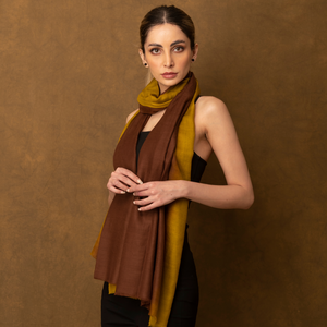 Khaki and Brown Ombré Cashmere Scarf from Heritage Moda