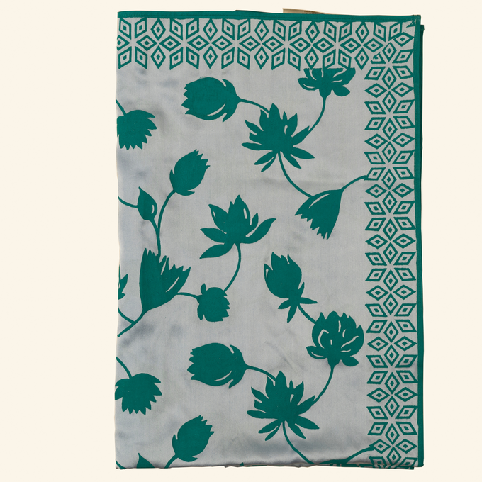 Light Blue and Teal Green Women's Royal Silk Scarf from Heritage Moda