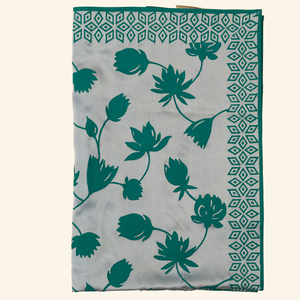 Light Blue and Teal Green Women's Royal Silk Scarf from Heritage Moda