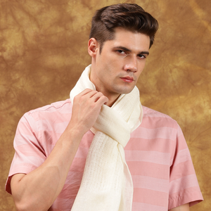 Handmade Unisex Linen Scarf - White from Heritage Moda