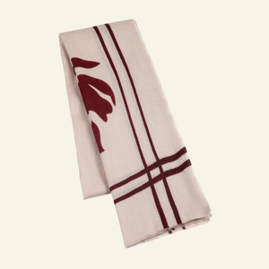 Luxury Wool-Silk Scarf – Hand-Painted Sand with Rust & Amber Floral Accents from Heritage Moda