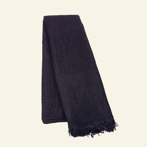 Handmade Dark Navy Linen Scarf from Heritage Moda