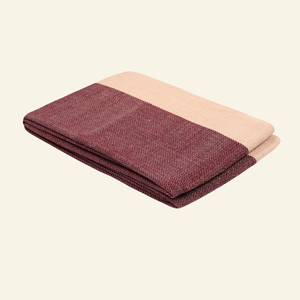 Handwoven Wool Scarf – Deep Burgundy Herringbone with Sand Border from Heritage Moda