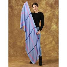 Handpainted Light Blue Wool Silk Scarf via Heritage Moda