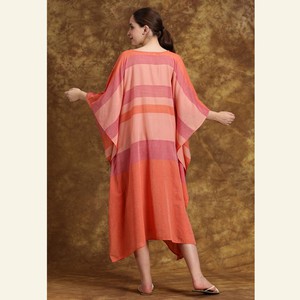 Pink & Orange Sheer Cotton Caftan  Dress – Lightweight & Breezy Resort Wear from Heritage Moda