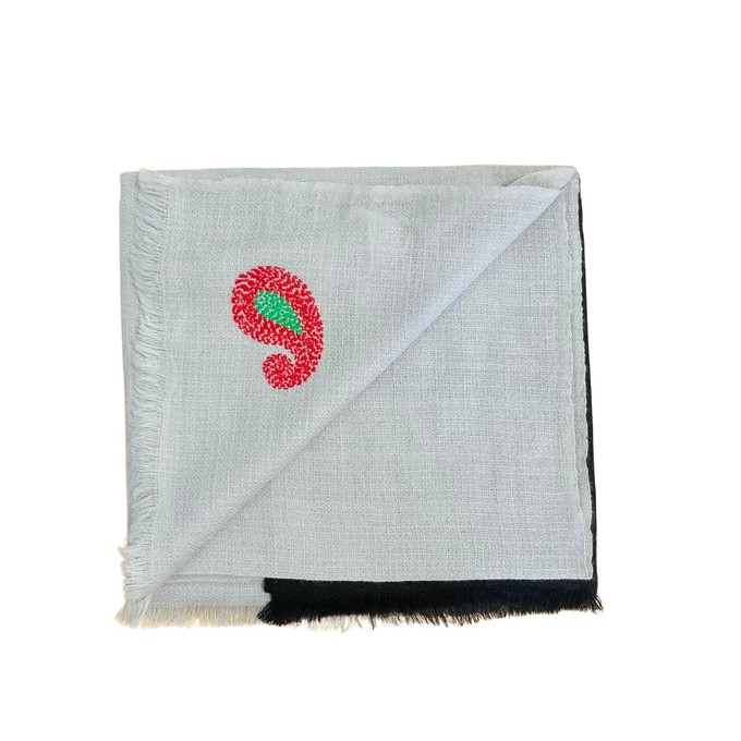 Handmade Wool Silk Black Grey Scarf from Heritage Moda
