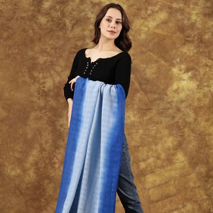Handwoven Dip-Dye Blue Oversized Wool Scarf from Heritage Moda