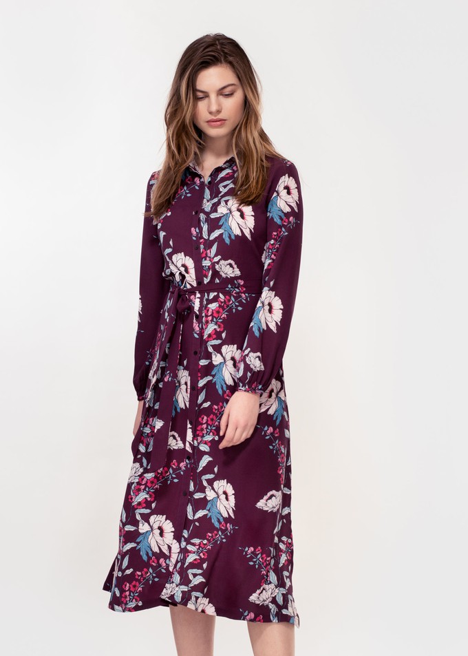 Acacia Dress in Plum Peony print from Hide The Label