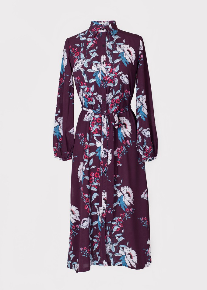 Acacia Dress in Plum Peony print from Hide The Label