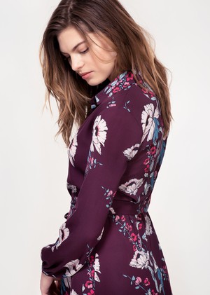 Acacia Dress in Plum Peony print from Hide The Label