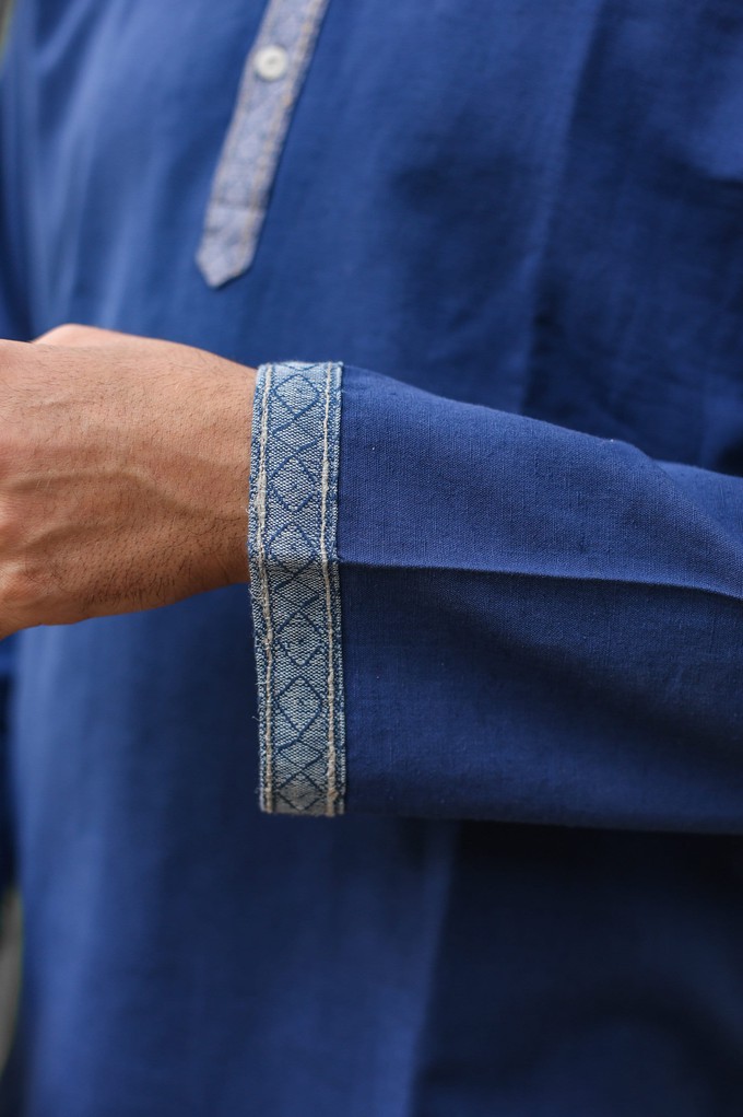 Hemp & Organic Cotton Kurtha - Blue Long sleeve shirt from Himal Natural Fibres